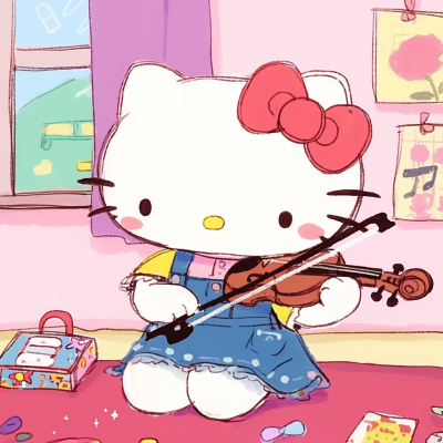 Hello Kitty头像 微信头像 QQ头像 毛毡 公仔 软绵绵 超级可爱 音乐 小提琴 演奏 音乐家 小提琴协奏曲