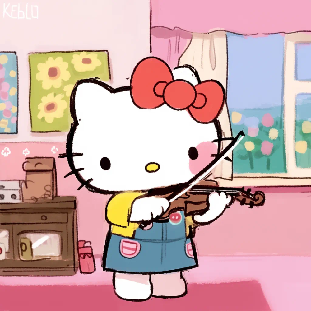 Hello Kitty头像 微信头像 QQ头像 毛毡 公仔 软绵绵 超级可爱 音乐 小提琴 演奏 音乐家 小提琴协奏曲