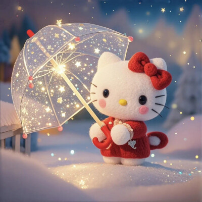 Hello Kitty头像 微信头像 QQ头像 毛毡 公仔 软绵绵 超级可爱 下雪 冬天