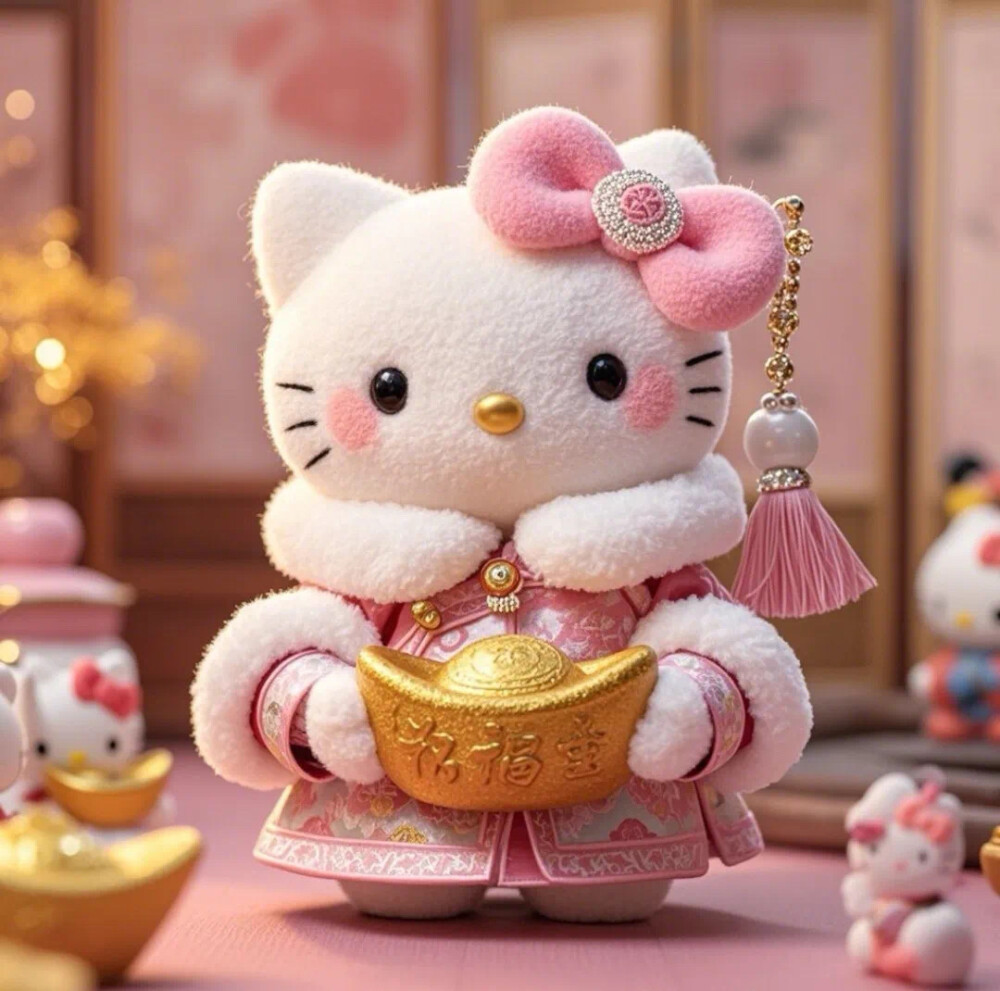 Hello Kitty头像 微信头像 QQ头像 毛毡 公仔 软绵绵 超级可爱 下雪 冬天 春节 元宝 招财 小富婆