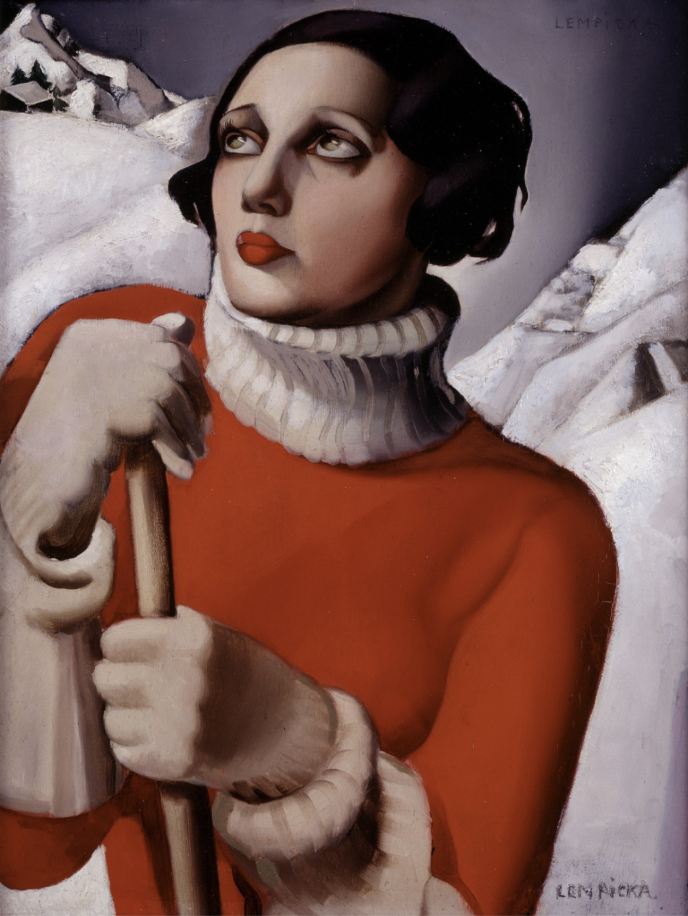 塔玛拉·德·伦皮卡 (Tamara de Lempicka)，圣莫里茨(1929)。奥尔良美术博物馆，艺术家的礼物，1976 年，inv. 76. 121. © 2023 Tamara de Lempicka Estate, LLC / ADAGP，巴黎 / ARS，纽约。
