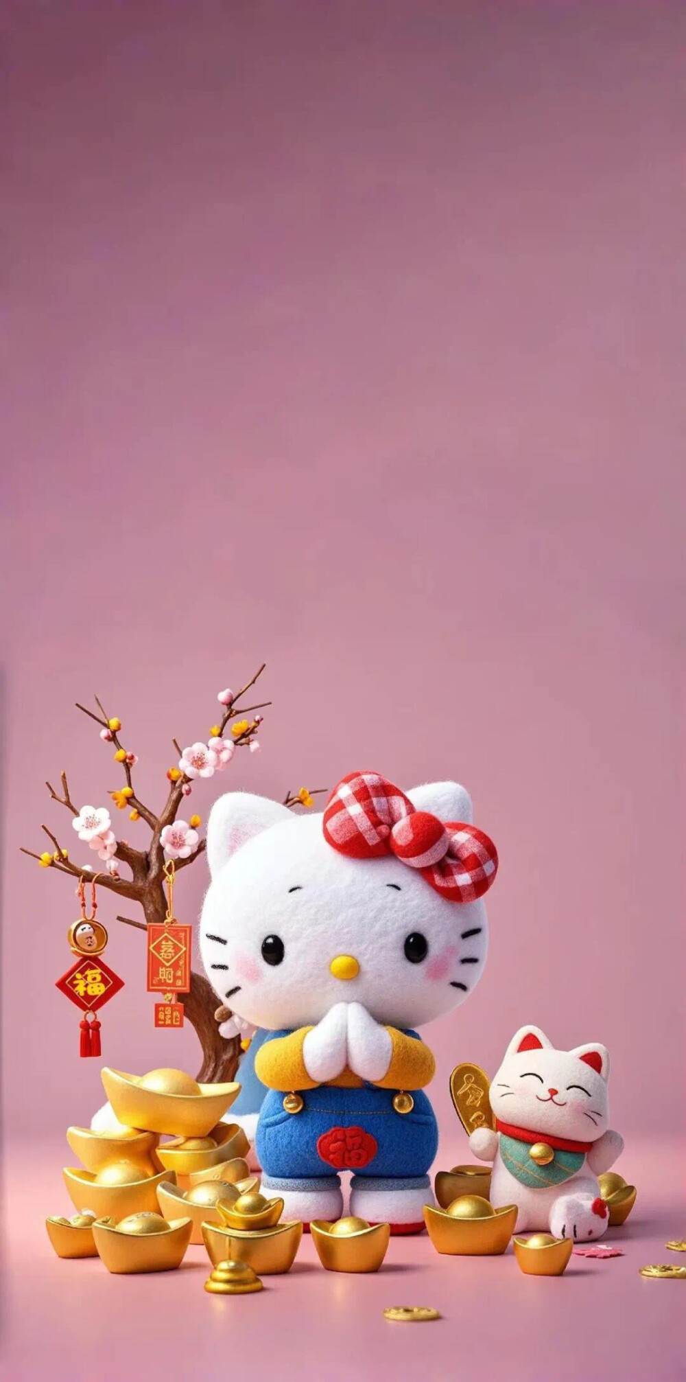 Hello Kitty头像 微信头像 QQ头像 毛毡 公仔 软绵绵 超级可爱 壁纸 手机壁纸 福气满满 黄金万两 金元宝 财神爷 小富婆 福袋 招财进宝