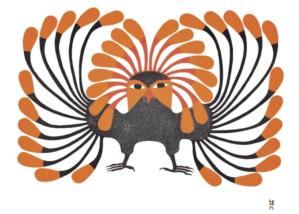 科努瓦克·阿什瓦克（Kenojuak Ashevak）是著名的加拿大因纽特艺术家，她创作了一些加拿大艺术中最具标志性和辨识度的图像。在从事雕塑工作时，阿什瓦克以其引人入胜的图形作品而闻名，包括素描和版画。这些作品涵盖了富有想象力和多样化的主题，其中最大的主题包括鸟类，尤其是活泼的猫头鹰。