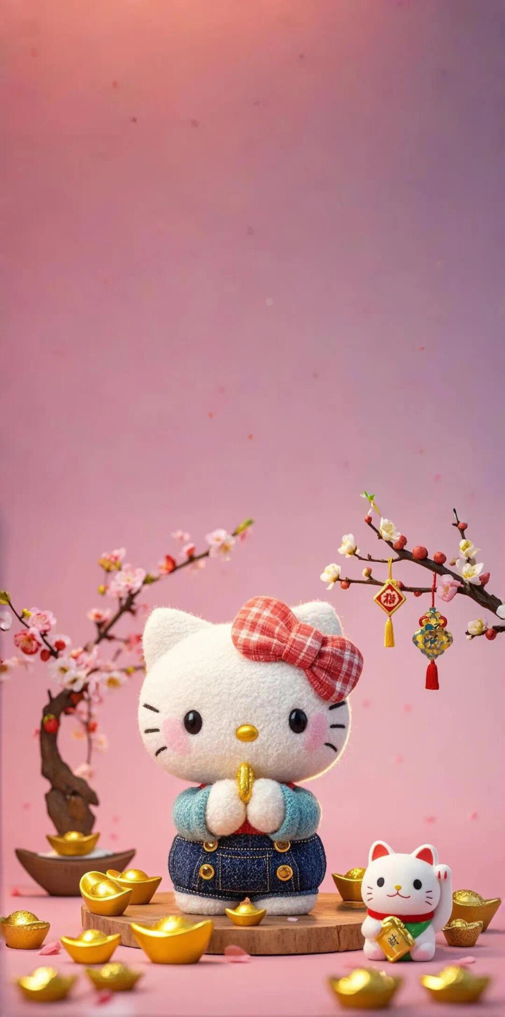 Hello Kitty头像 微信头像 QQ头像 毛毡 公仔 软绵绵 超级可爱 壁纸 手机壁纸 福气满满 黄金万两 金元宝 财神爷 小富婆 福袋 招财进宝