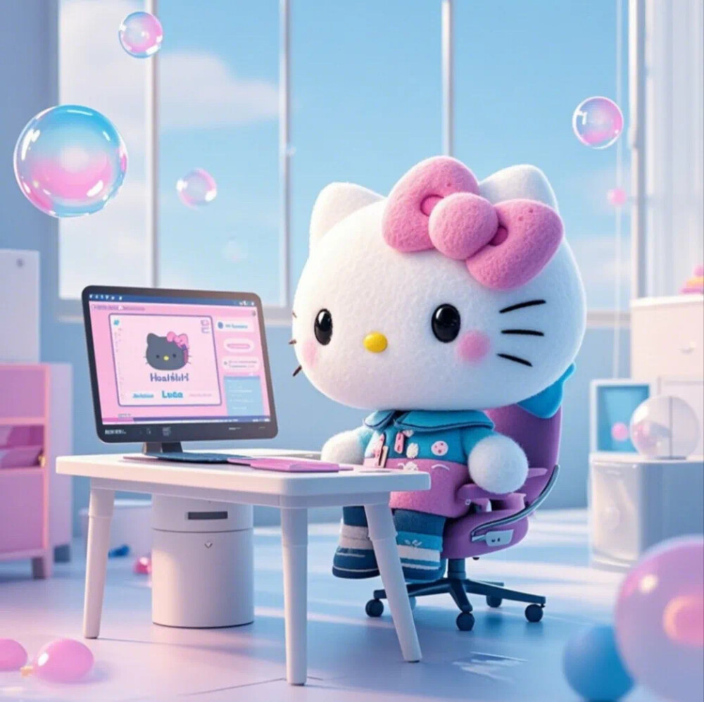 Hello Kitty头像 微信头像 QQ头像 毛毡 公仔 软绵绵 超级可爱 OL 办公 电脑