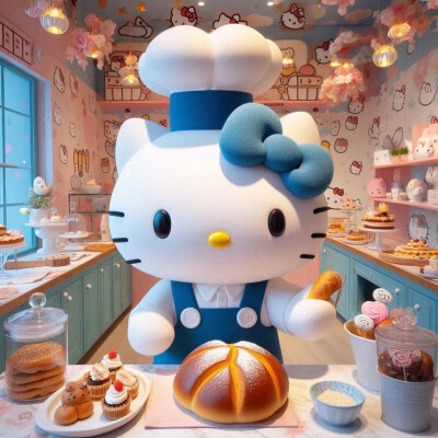 Hello Kitty头像 微信头像 QQ头像 毛毡 公仔 软绵绵 超级可爱 烘焙师 甜品师 蛋糕店 面包房