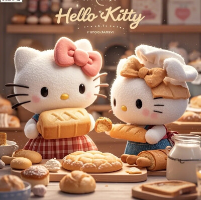 Hello Kitty头像 微信头像 QQ头像 毛毡 公仔 软绵绵 超级可爱 烘焙师 甜品师 蛋糕店 面包房