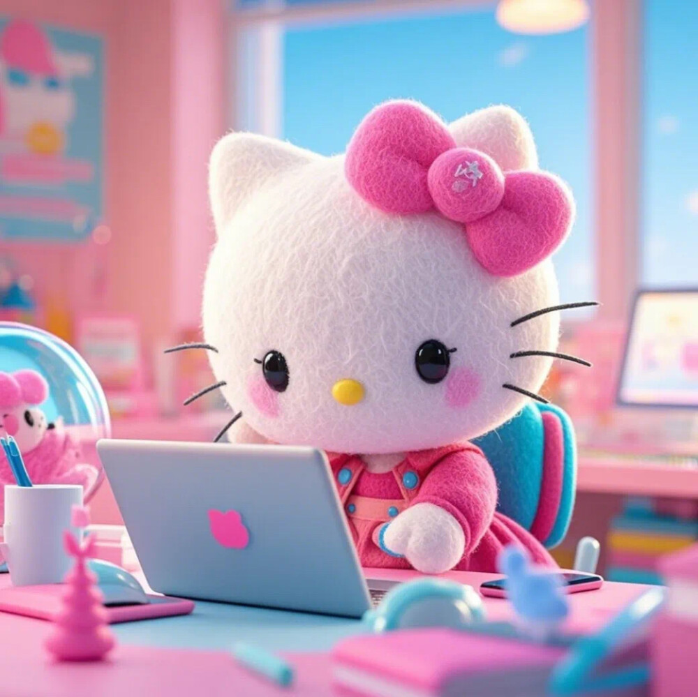 Hello Kitty头像 微信头像 QQ头像 毛毡 公仔 软绵绵 超级可爱 OL 办公 电脑