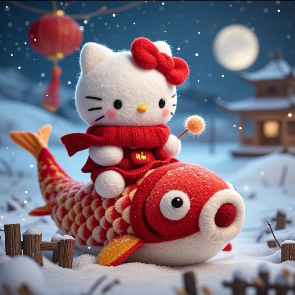 Hello Kitty头像 微信头像 QQ头像 毛毡 公仔 软绵绵 超级可爱 圣诞节 冬季 围巾 锦鲤