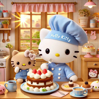 Hello Kitty头像 微信头像 QQ头像 毛毡 公仔 软绵绵 超级可爱 烘焙师 甜品师 蛋糕店 面包房