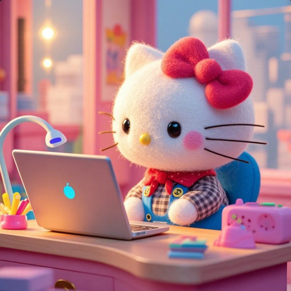 Hello Kitty头像 微信头像 QQ头像 毛毡 公仔 软绵绵 超级可爱 OL 办公 电脑