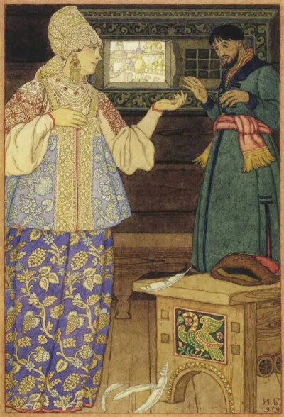 俄罗斯插画家 Ivan Bilibin（1876—1942）出生于圣彼得堡郊区的塔尔霍夫卡（Tarkhovka），其以绘制充满奇幻色彩的斯拉夫民间传说和俄罗斯民间传说艺术创作而闻名于世，同时也曾为俄罗斯芭蕾舞团精心设计了无数令人叹…