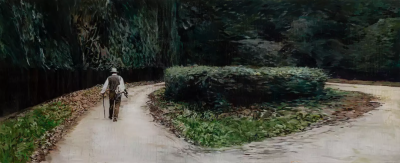 The Trail (after Sebald)
2019
Oil on plexiglas
17 7/10 × 43 3/10 in
