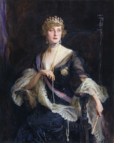 Philip de László：流亡中的葡萄牙女王奥古斯特·维多利亚，1915年，西格马林根城堡