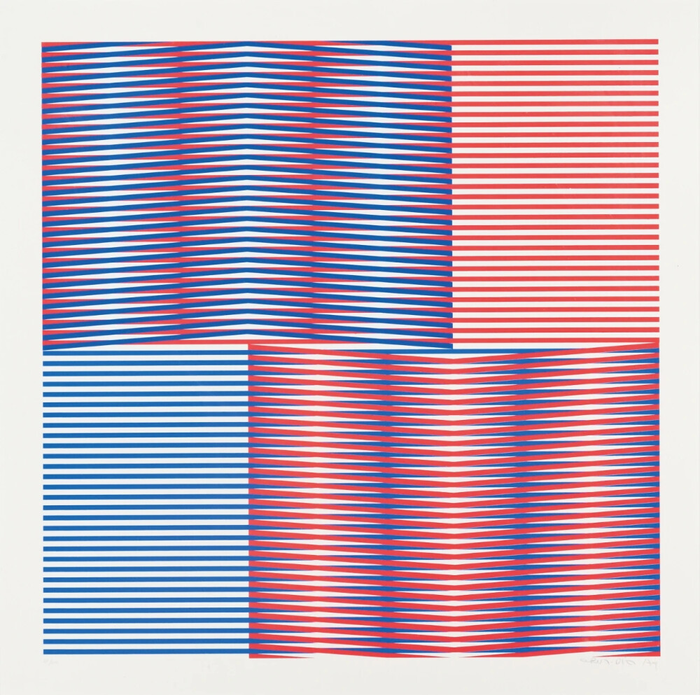 卡洛斯·克魯茲-迭茲（Carlos Cruz-Diez）是委內瑞拉歐普藝術家。他的作品比維克托·瓦薩雷里的更加追求給觀察者造成視覺和心理上的反應，多用密麻整齊的錐形線條，而不是矩形來做探索的材料。在色彩上也不是像維克托·瓦薩雷里那樣一格一色，而是微妙的漸變，當然這個漸變也是遵循規(guī)律的。對畫面的干擾不是拱入一個球或者其他異物，而常常是一組黑線，規(guī)則或者不規(guī)則地使相鄰的線條和色彩產生聯(lián)系。