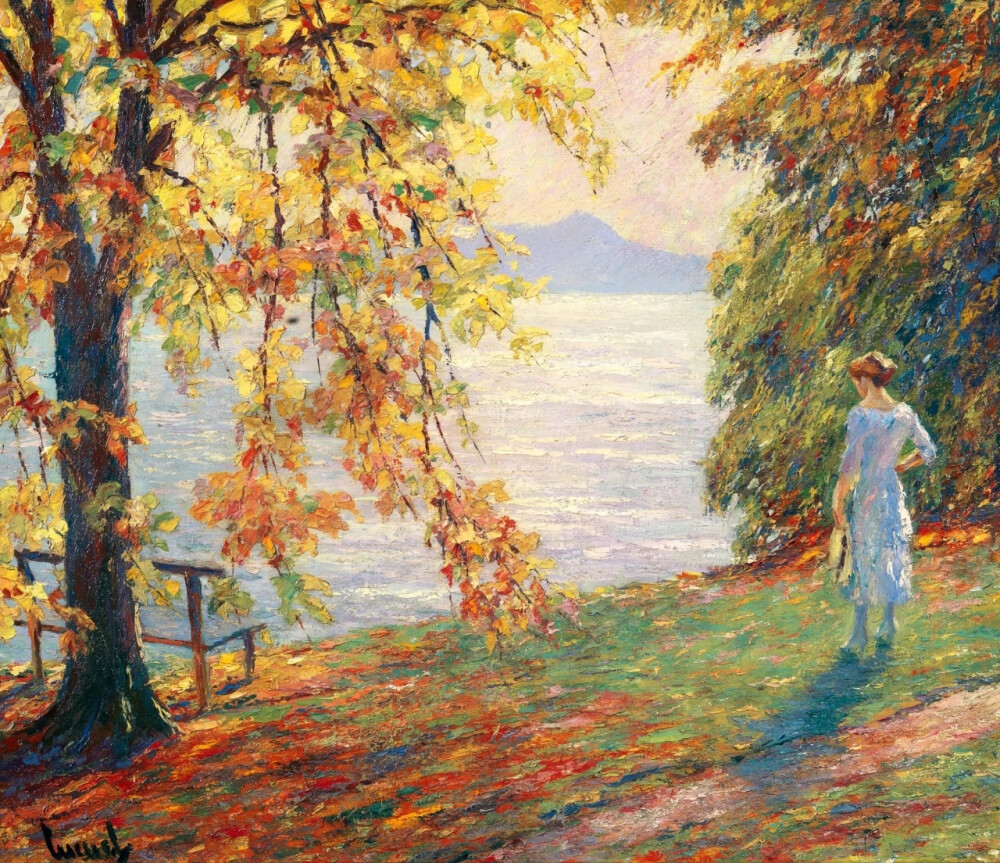 爱德华·库库尔（Edward Cucuel，1875年8月6日-1954年4月18日），是一位美国画家。他擅长使用充满活力的色彩来描绘女性在阳光斑驳风景中的姿态。他的作品在色彩和动机上与法国印象派相似，常使用其家人而不是专业人士作为模特，展示带有社交的场景和迷人的巴伐利亚景观。