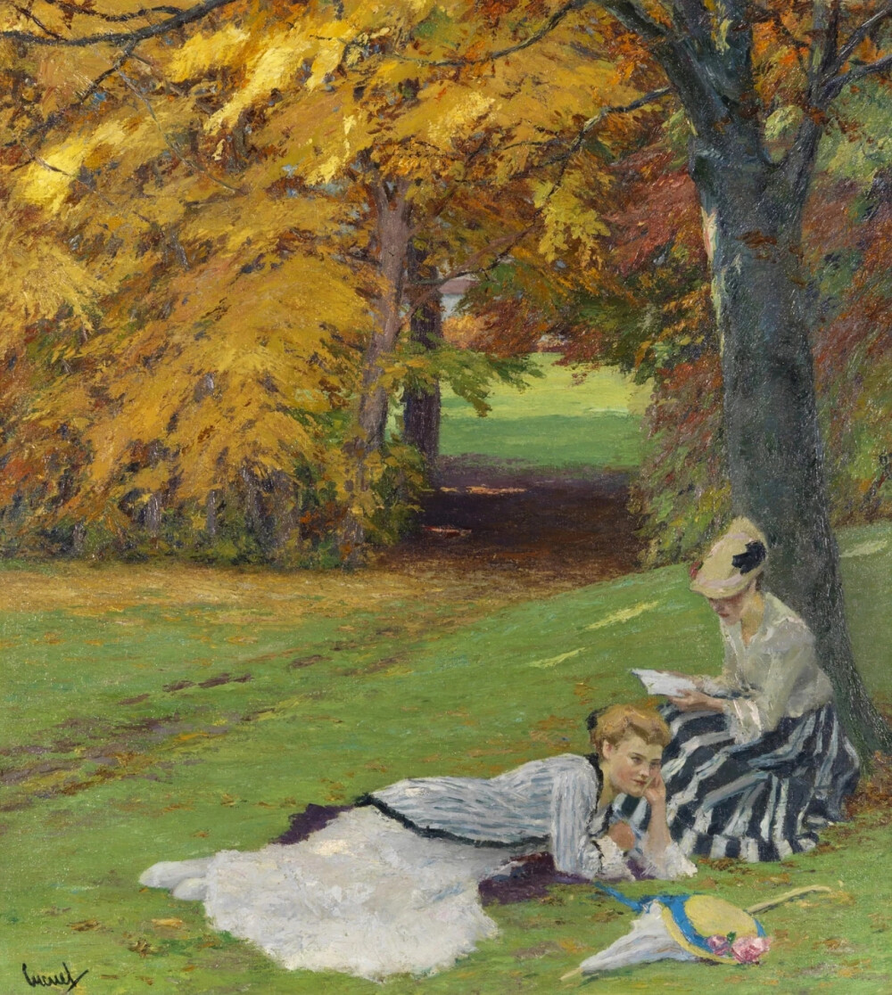 爱德华·库库尔（Edward Cucuel，1875年8月6日-1954年4月18日），是一位美国画家。他擅长使用充满活力的色彩来描绘女性在阳光斑驳风景中的姿态。他的作品在色彩和动机上与法国印象派相似，常使用其家人而不是专业人士作为模特，展示带有社交的场景和迷人的巴伐利亚景观。