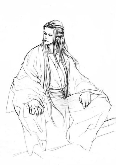 古风线稿男