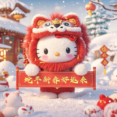 Hello Kitty头像 微信头像 QQ头像 毛毡 公仔 软绵绵 超级可爱 圣诞节 冬季 围巾 新年快乐 春节快乐 烟花 拜年 醒狮