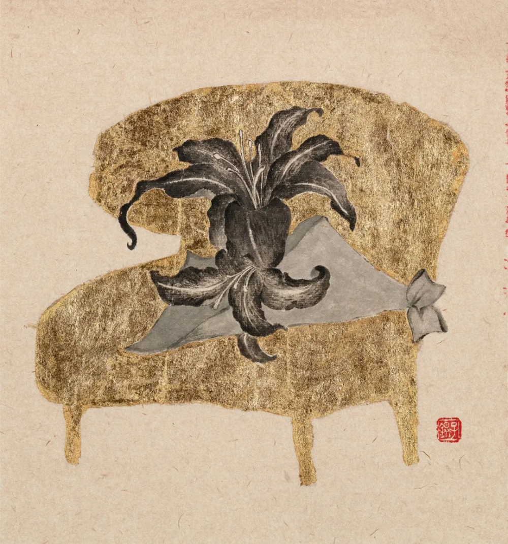 《沙发系列》之三
2023年，纸本设色，30 × 30 cm
