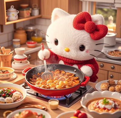 Hello Kitty头像 微信头像 QQ头像 毛毡 公仔 软绵绵 超级可爱 职业 年夜饭 做饭 美食 吃货