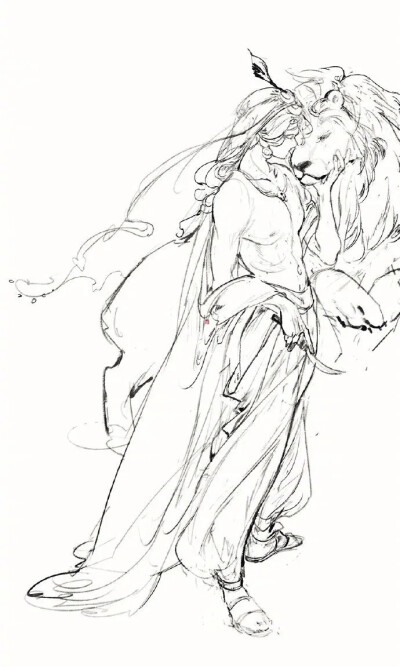 古风线稿男