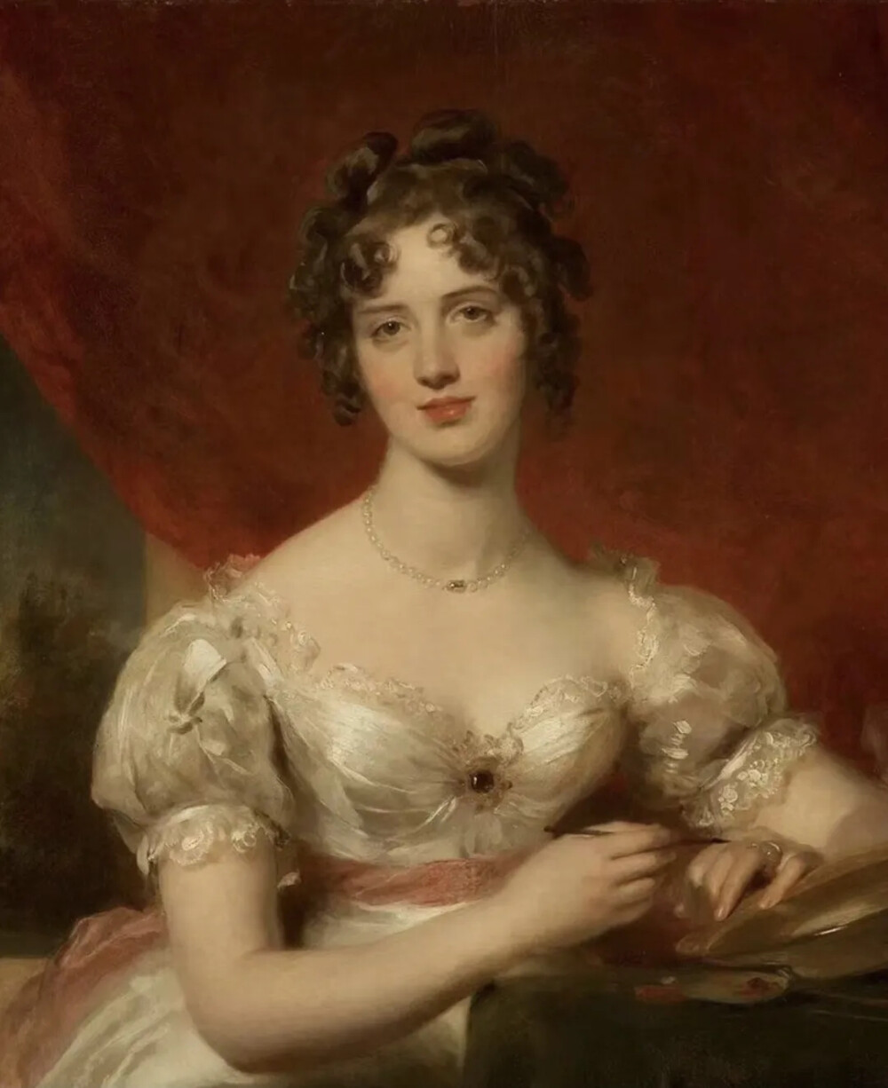 画作名称：玛丽·安妮·布洛赞小姐画像 Portrait of Mary Anne Bloxam
艺术家：托马斯·劳伦斯(Thomas Lawrence)
时间：1824–1825 年
尺寸：76.2cmx62.2cm
类型：布面油画
藏于：私人收藏
