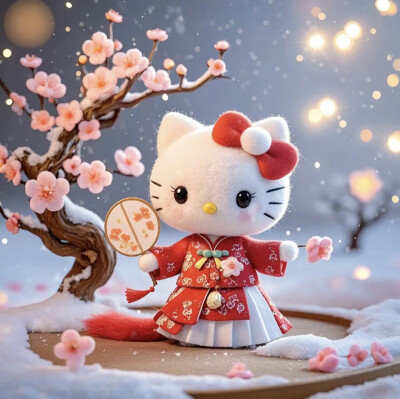 Hello Kitty头像 微信头像 QQ头像 毛毡 公仔 软绵绵 超级可爱 圣诞节 冬季 围巾 新年快乐 春节快乐 烟花 拜年 醒狮 梅花