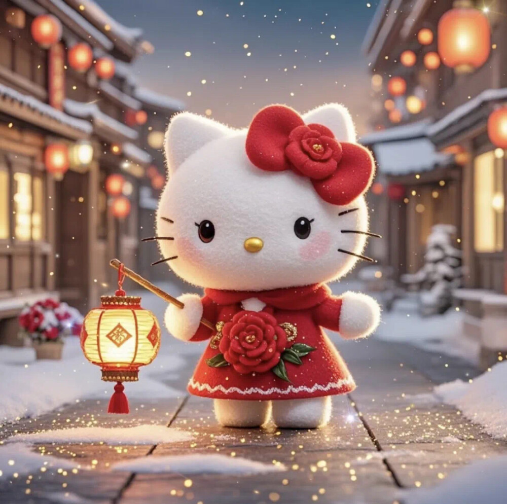 Hello Kitty头像 微信头像 QQ头像 毛毡 公仔 软绵绵 超级可爱 圣诞节 冬季 围巾 新年快乐 春节快乐 烟花 拜年 灯笼