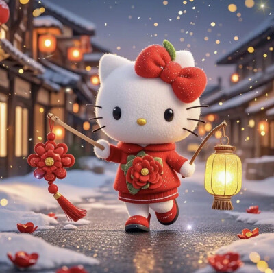 Hello Kitty头像 微信头像 QQ头像 毛毡 公仔 软绵绵 超级可爱 圣诞节 冬季 围巾 新年快乐 春节快乐 烟花 拜年 灯笼