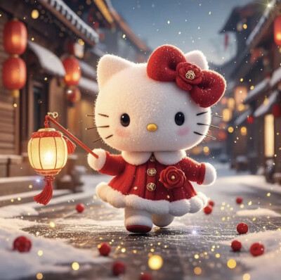 Hello Kitty头像 微信头像 QQ头像 毛毡 公仔 软绵绵 超级可爱 圣诞节 冬季 围巾 新年快乐 春节快乐 烟花 拜年 灯笼