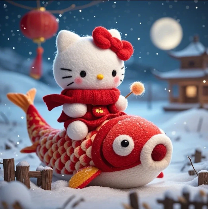 Hello Kitty頭像 微信頭像 QQ頭像 毛氈 公仔 軟綿綿 超級可愛 圣誕節(jié) 冬季 圍巾 錦鯉