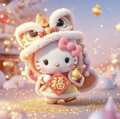 Hello Kitty头像 微信头像 QQ头像 毛毡 公仔 软绵绵 超级可爱 圣诞节 冬季 围巾 新年快乐 春节快乐 烟花 拜年 醒狮 梅花