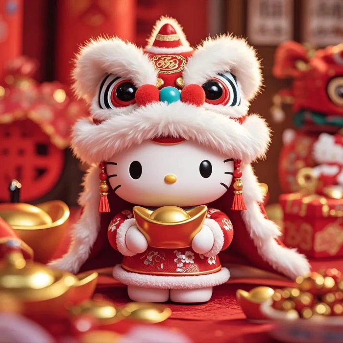 Hello Kitty头像 微信头像 QQ头像 毛毡 公仔 软绵绵 超级可爱 圣诞节 冬季 围巾 新年快乐 春节快乐 烟花 拜年 醒狮 梅花