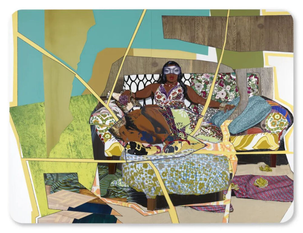 Mickalene Thomas《我感觉很好》（I’m Feeling Good）
2014年，镶板上的水钻、丙烯酸、油彩和珐琅，私人收藏
©2024Mickalene Thomas
