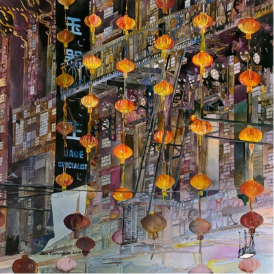 美国水彩画家 John Salminen 浪漫的街景水彩 
