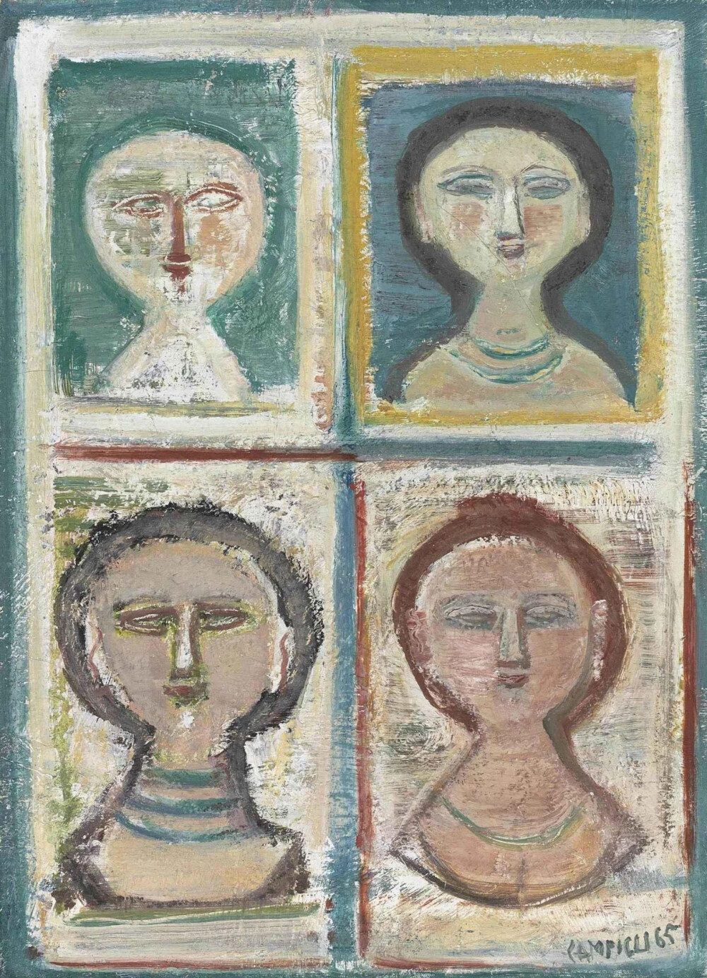 马西莫·坎皮格利（Massimo Campigli，1895年7月4日-1971年5月31日）是意大利画家和记者。他的职业生涯始于记者，于1910 年代为意大利的未来主义和前卫杂志撰稿。在第一次世界大战期间被俘虏后，坎皮利于1919 年在巴黎担任驻外记者，之后加入了“巴黎意大利人”艺术家团体，其中还包括未来主义画家吉诺·塞维里尼（Gino Severini）和乔治·德·基里科（Giorgio de Chirico）。