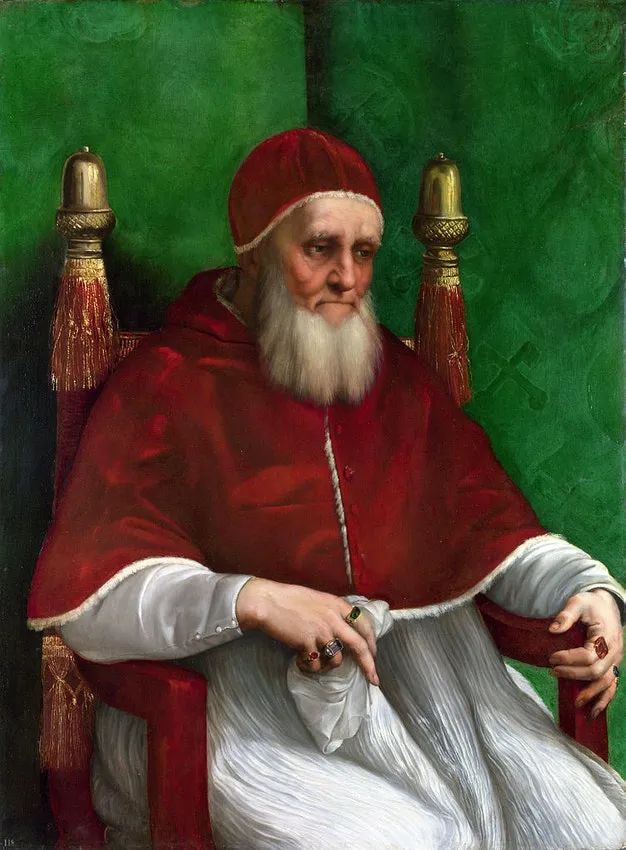 拉斐尔（Raphael）的《教皇尤利乌斯二世像》（Portrait of Pope Julius II, 1511）。© wiki