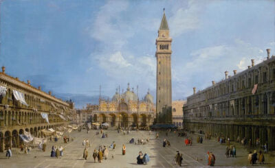 卡纳莱托（Canaletto）的《圣马可广场》（Piazza San Marco,1725）。