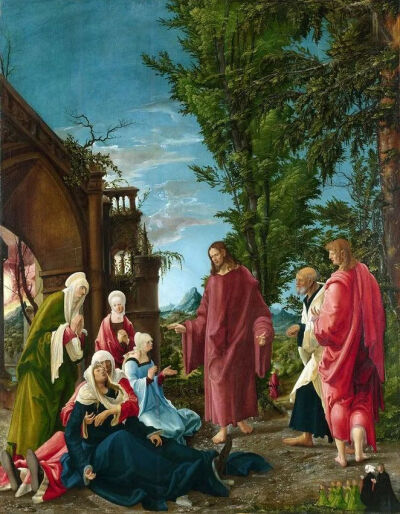 阿尔布雷希·阿尔特多费尔（Albrecht Altdorfer）的《耶稣别母》（Christ Taking Leave of His Mother,1520）。