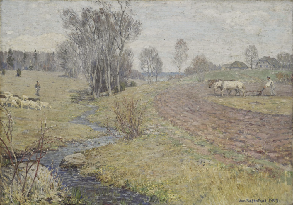 贾尼斯·罗森塔尔斯（1866 – 1916）是一位著名的拉脱维亚画家。罗森塔尔斯的艺术创作范围很广，但绘画对他来说是最重要的。他揭示了自然之美，展现了人与自然的完整。罗森塔尔斯被认为是当时最具影响力的拉脱维亚文化人物之一，他对现代西欧艺术趋势——印象派、新艺术运动和象征主义——在当地艺术界出现的各种创新持开放态度。通过他的各种活动，包括绘画，图形，摄影，应用艺术和艺术批评，他介绍了符合时代趋势和拉脱维亚民族觉醒的新思想。