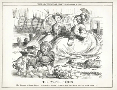 约翰·坦尼尔（John Tenniel）为《笨拙》（Punch）杂志1865年的一期绘制的插图，题为《水娃娃》（The Water Babies），描绘了不列颠夫人对法国夫人说：“亲爱的，看到孩子们成为这么好的朋友，真是令人愉快，不是吗？…