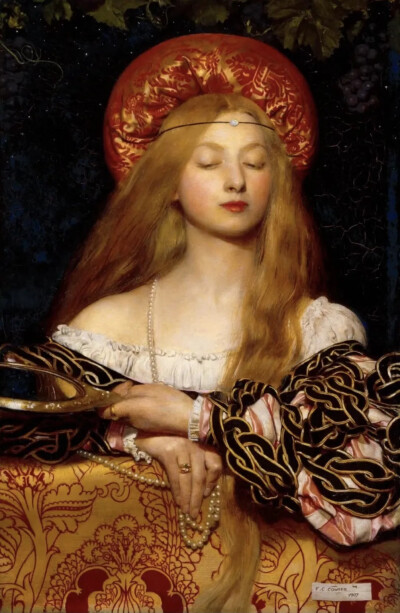 世界名画欣赏｜虚荣
Vanity, (1907). By Frank Cadogan Cowper RA (British, 1877 – 1958), Oil on panel, 57.1 x 38.1 cm.
