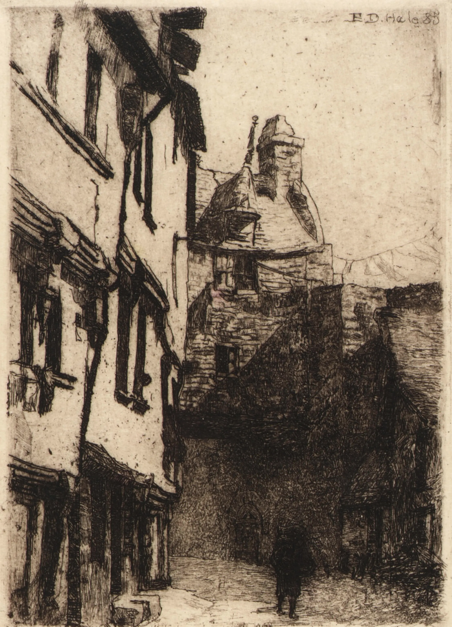 艾伦·戴·黑尔(1855-1940)，美国印象派画家和版画家。她在巴黎学习艺术，成年后在巴黎、伦敦和波士顿生活过。她的作品曾在巴黎沙龙和皇家艺术学院展出。黑尔写了《艺术史:列奥纳多、米开朗基罗、拉斐尔、提香和阿尔布雷希特·丹雷的生活研究》一书，并指导了新英格兰下一代女性艺术家，为女性艺术家的社会认可铺平了道路。