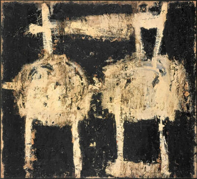 Untitled,1951,Bitumen,oil-based house paint on canvas,125.7x137.8cm
