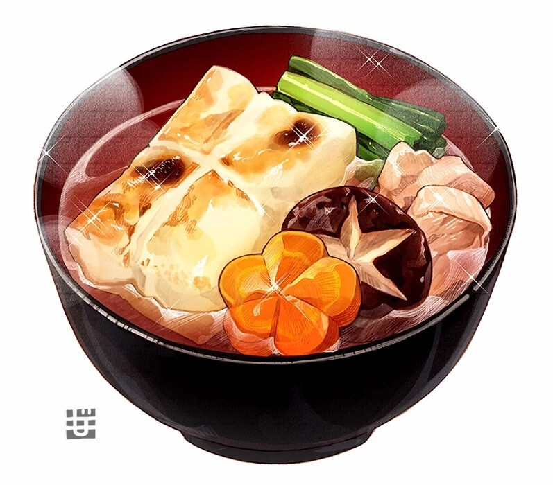 日本插画师 もみじ真魚 一组美食插画
