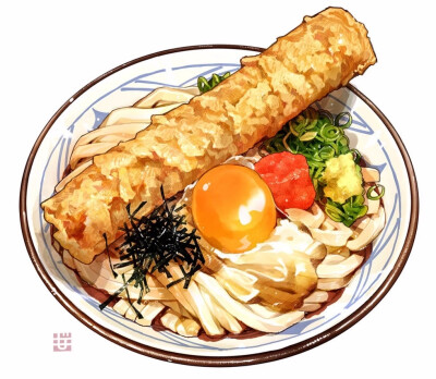 日本插画师 もみじ真魚 一组美食插画
