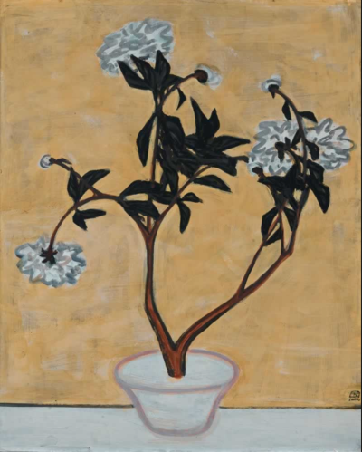 盆中牡丹
1940s/50s，纤维板油画，78 x 65 cm
以中文及法文签于右下方
