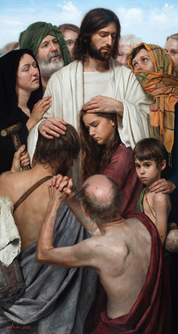 "Christ Healing the Sick",?2014
oil on canvas, 32"x 60"
