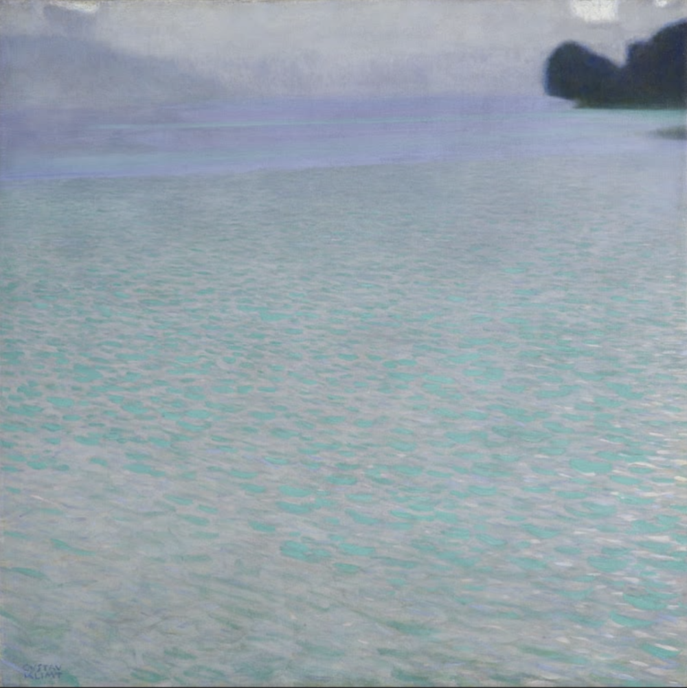 古斯塔夫·克里姆特（Gustav Klimt），《阿特湖（Am Attersee）》（1900 年）。 图片来源：利奥波德博物馆。